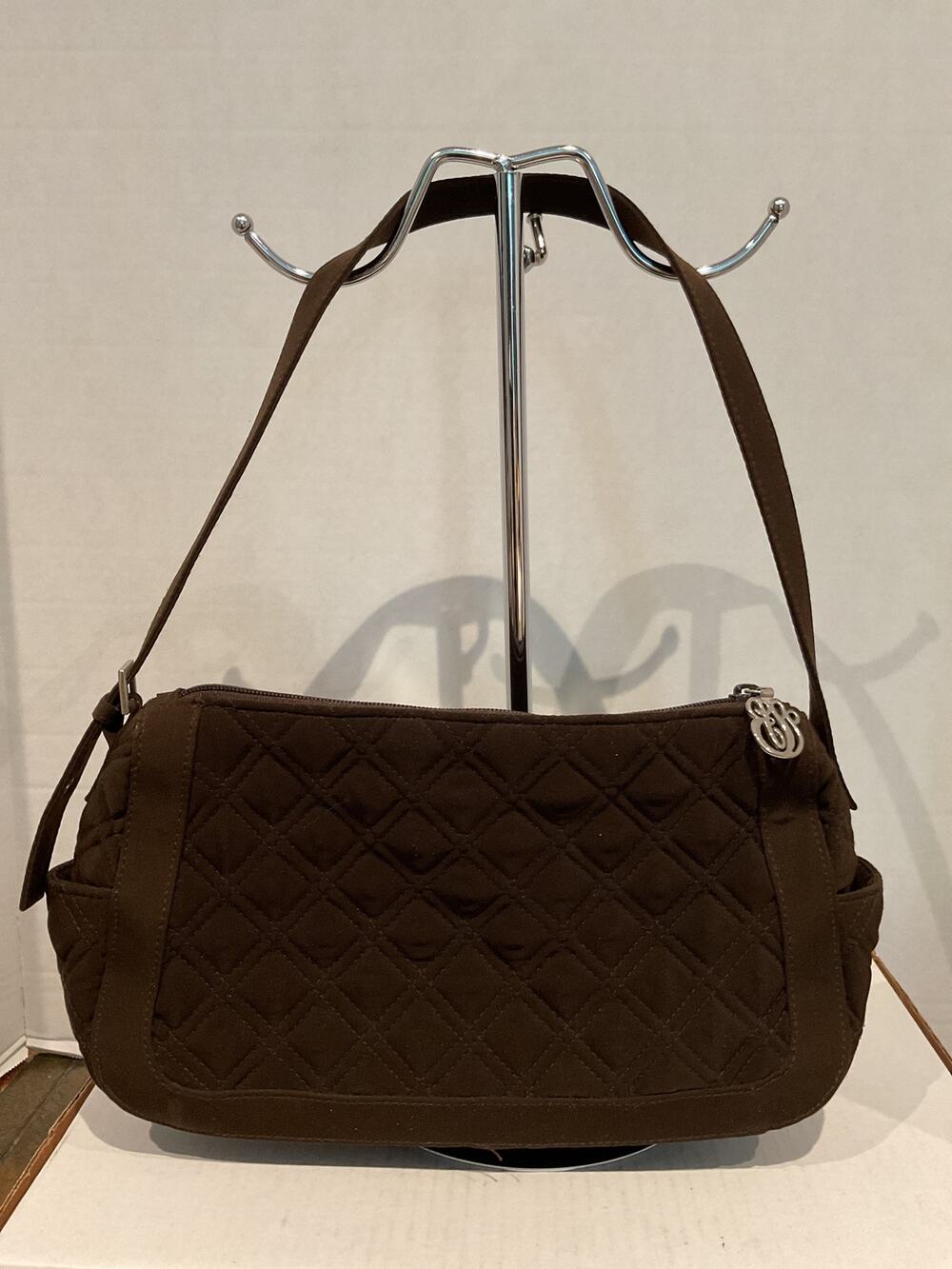 Vera Bradley- Brown Quilted Fabric Short Shoulder Bag